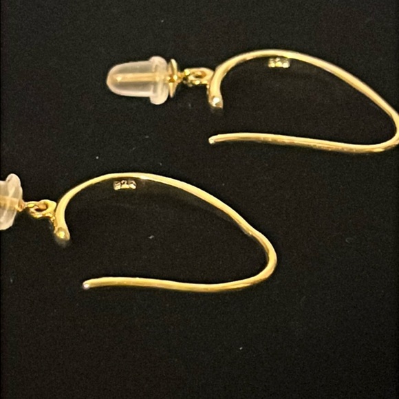 925 Sterling Silver Gold Tone Open Oval Hoop Earrings - Picture 5 of 5